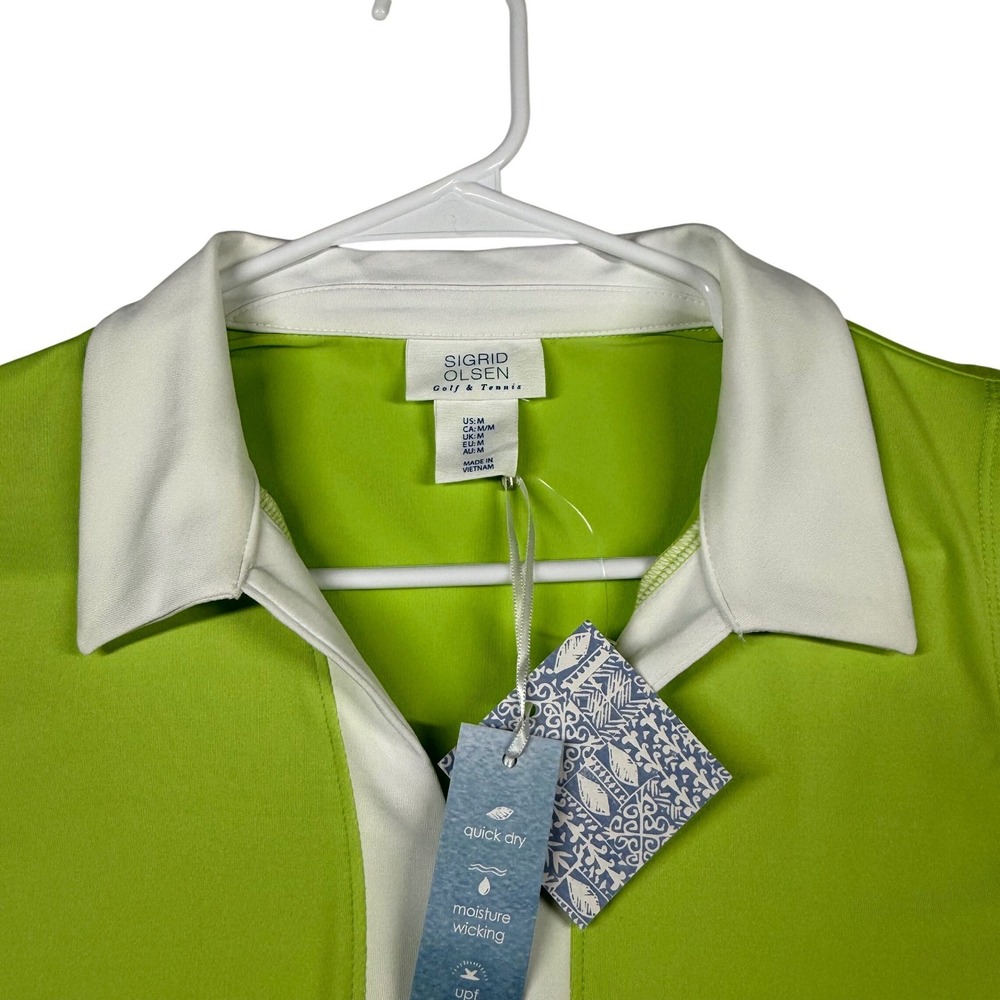 Sigrid Olsen Golf Tennis Sleeveless Polo Top NWT UPF 50 Lime Green Athletic Med - Picture 10 of 12